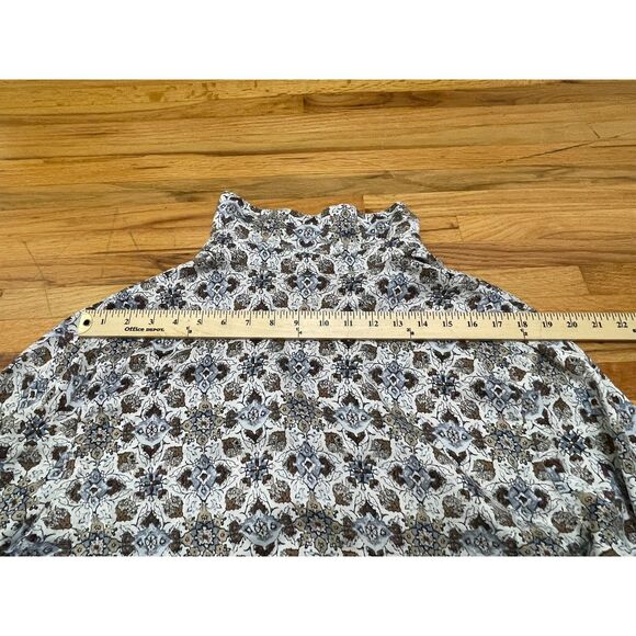 I.E. Women's 20 Brown Button-Up 100% Silk Shirt Floral Casual Chic Boho Work - Picture 6 of 8